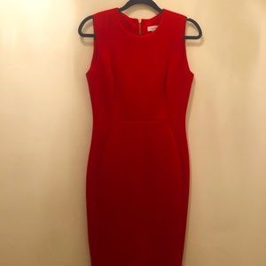Calvin Klein Scuba Sheath Dress, Red, Size 6
